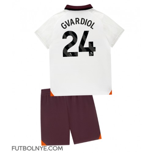 Camiseta Manchester City Josko Gvardiol #24 Visitante Equipación para niños 2023-24 manga corta (+ pantalones cortos)